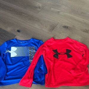 Under Armour Kids' Long Sleeve Tees in Blue and Red